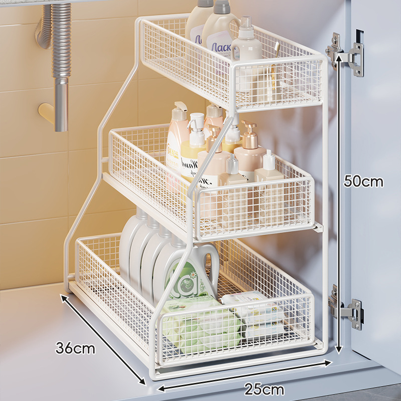 Organizador Extraíble Bajo Lavabo de Hierro, Sin Perforación, para Baño image 11