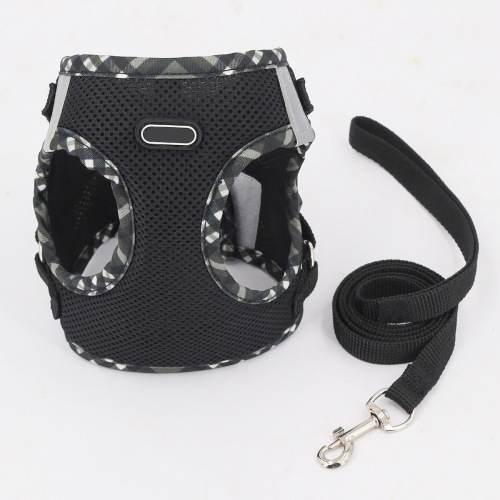 Pet Harness Style Chest Back Pet Set Leash Breathable Mesh Dog Harness Grid Edge Chest Back Shirt