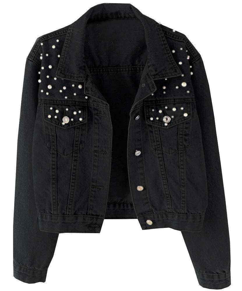 K Cowboy Jacket, Women's Plus Size Women's Clothing, Studded Diamond Coat, Pearl Bead Jacket, Loose Fit_mkmklike.com
