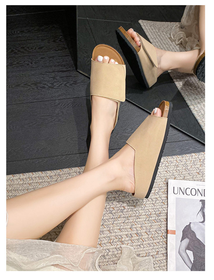 Dép sandal nữ quai ngang bản rộng mũi tròn đế bằng gấp gọn đi ngoài trời mùa hè — Màu Kaki, Màu mơ, Màu đen chi tiết 25