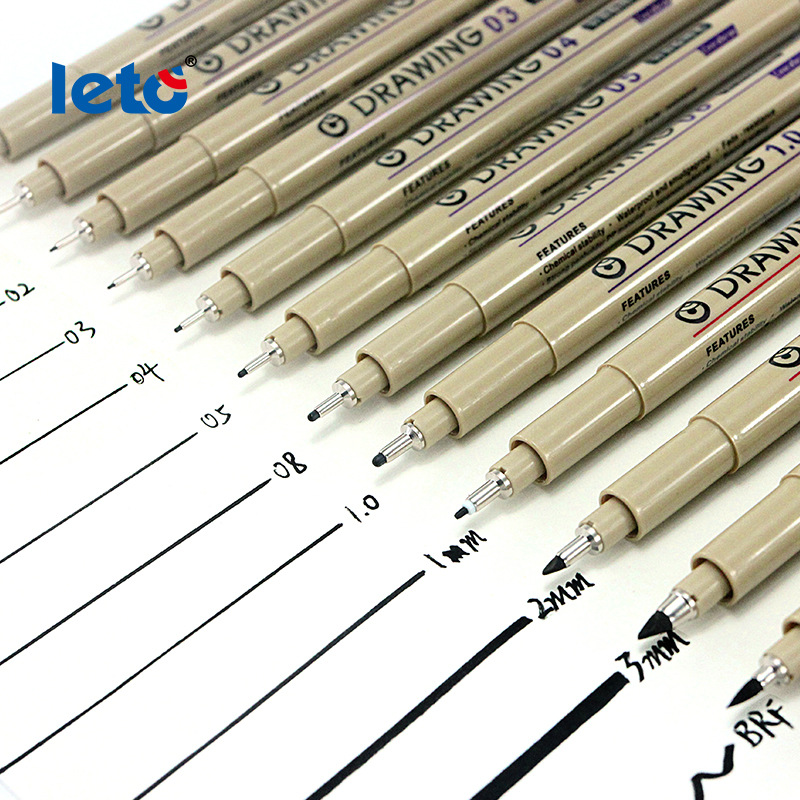 Aguja pluma flor de cerezo mismo gancho impermeable pluma dibujo pluma pintada a mano diseño arte boceto tubo de aguja negro 12 sets