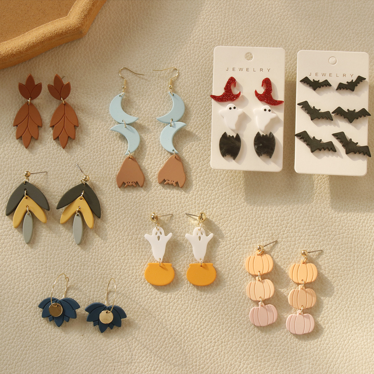 Women'S Gender Cute Pumpkin Bat Ghost Arylic Drop Earrings