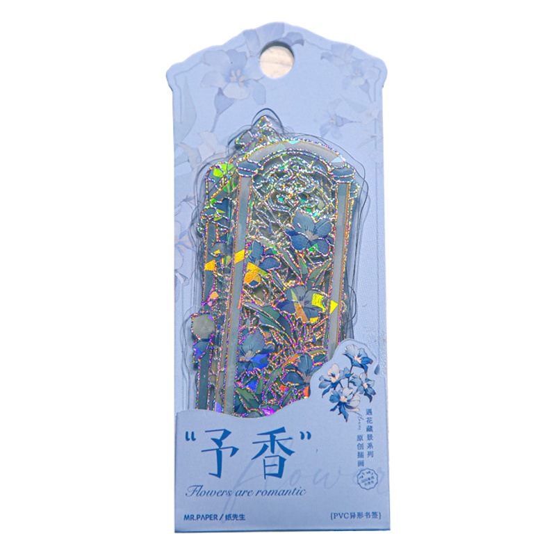 Mr. Paper PVC marcador Serie de colección de flores en relieve de oro en forma especial de flor estudiante libro de lectura titular 4 opciones