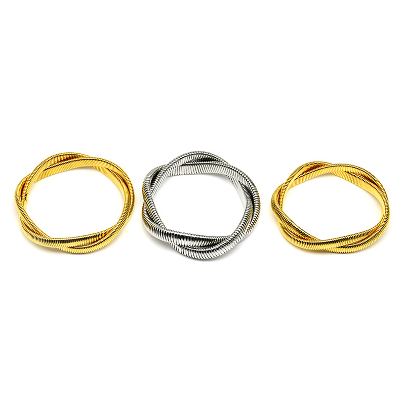 Casual, Daily Occasion Simple Style Commute Geometric Titanium Steel 18K Gold Plated Bangle In Bulk