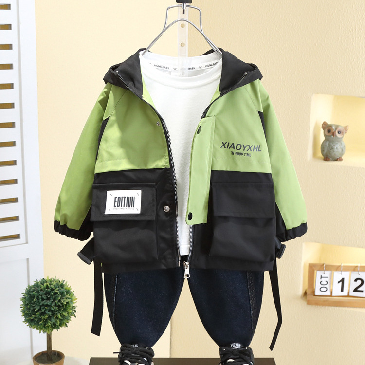 7569 cortavientos de correas a juego de colores para niños 2025 primavera nueva chaqueta casual para niños pequeños y medianos comercio exterior para niños