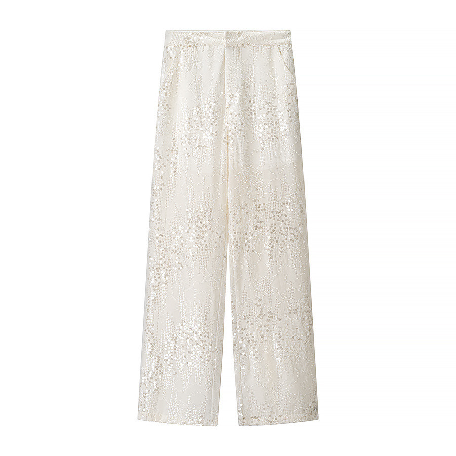 Elegant Sequin Slim Fit Women's Pant Set Spring Autumn Style_voghion.com