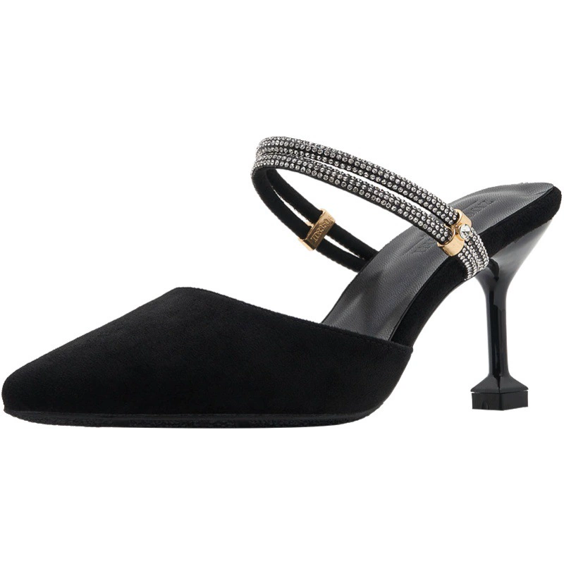 Zuodingni 579-31, сандалии больших размеров с закрытым носком, женские модные полутапочки, двухсторонняя обувь на высоком каблуке, женская обувь на шпильке, маленький размер