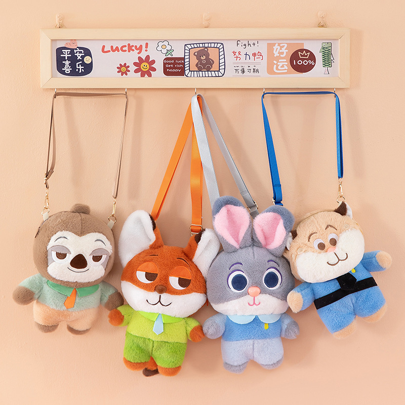 Gift Cartoon Cute Zootopia Rabbit Judy Crossbody Bag Nick Fox Plush Bag for Storing Mobile Phone