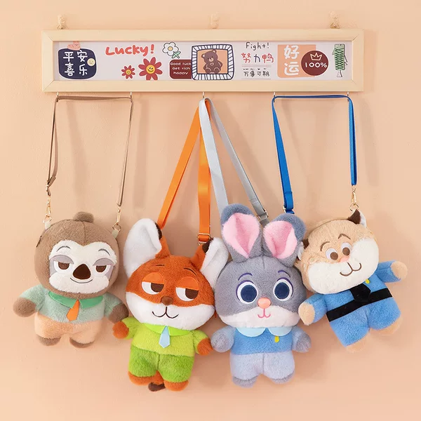 Gift Cartoon Cute Zootopia Rabbit Judy Crossbody Bag Nick Fox Plush Bag for Storing Mobile Phone