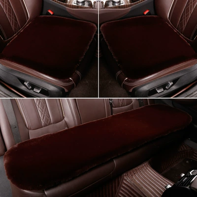 set, no backrest, warm car seat – Wool pad - full-set-of-three-piece-covers-for-a-five-seater-vehicle-brown