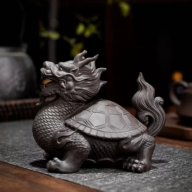 源头厂家紫砂茶宠龙龟创意摆件招财辟邪茶桌长寿龟茶具批发手工