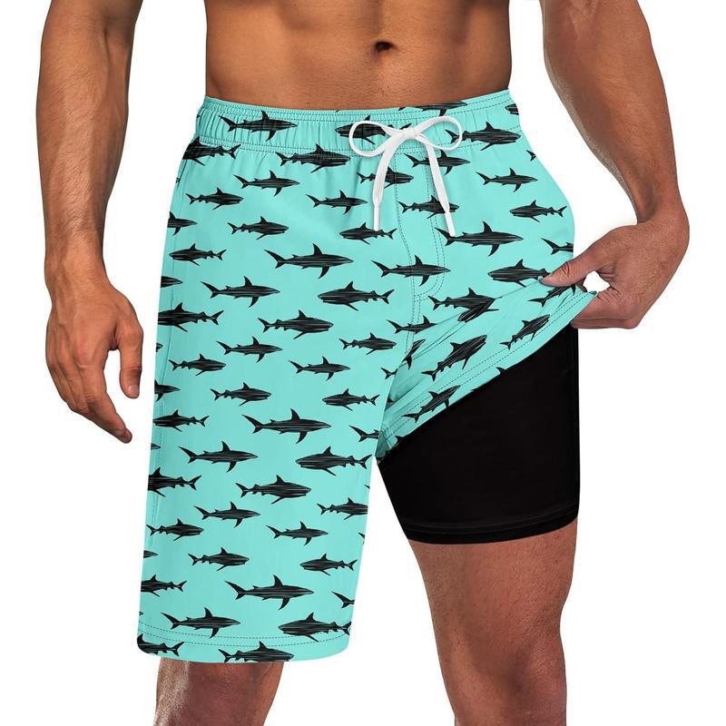 2025 New Cross-Border Dropshipping Men's Breathable Swimming Trunks (with Compression Lining 9''