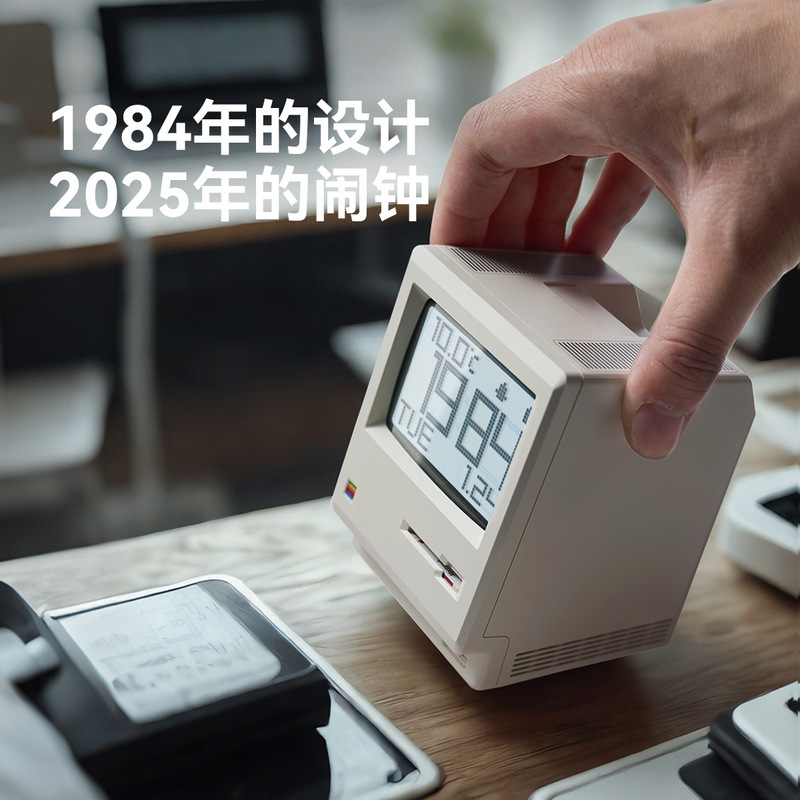 顽豹Maclock麦金塔闹钟复古经典造型桌面摆件数字时钟科技感新品|undefined