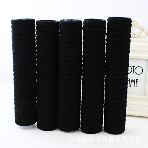 Basic 4CM 5CM Base Adult Black Towel Hair Tie High Elasticity Braided Hairband for Girls with Elegant Hairband