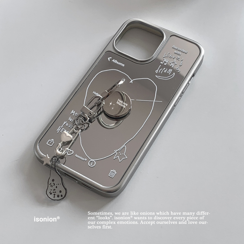 Niche Design Apple 17 Pro Max Mirror Case for Girls, Instagram Style iPhone 16 Silver Large Hole Personalized Protective Case
