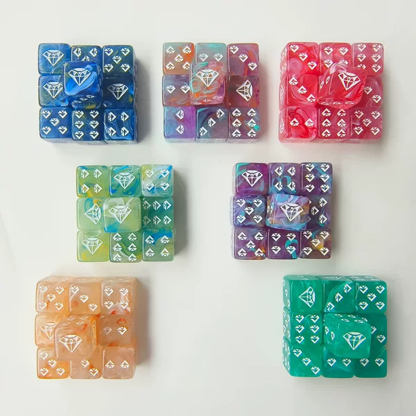 New Brushed Mixed Three or Four Colors Diamond D6 Game Multi-Sided Digital Dice Board Game Party Cross-Border Export