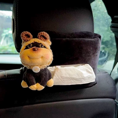 Car tissue box/set: Box Car Tissue Hanging Bag - the-brown-ear-hat-is-conspicuous-left-black-velvet-bag