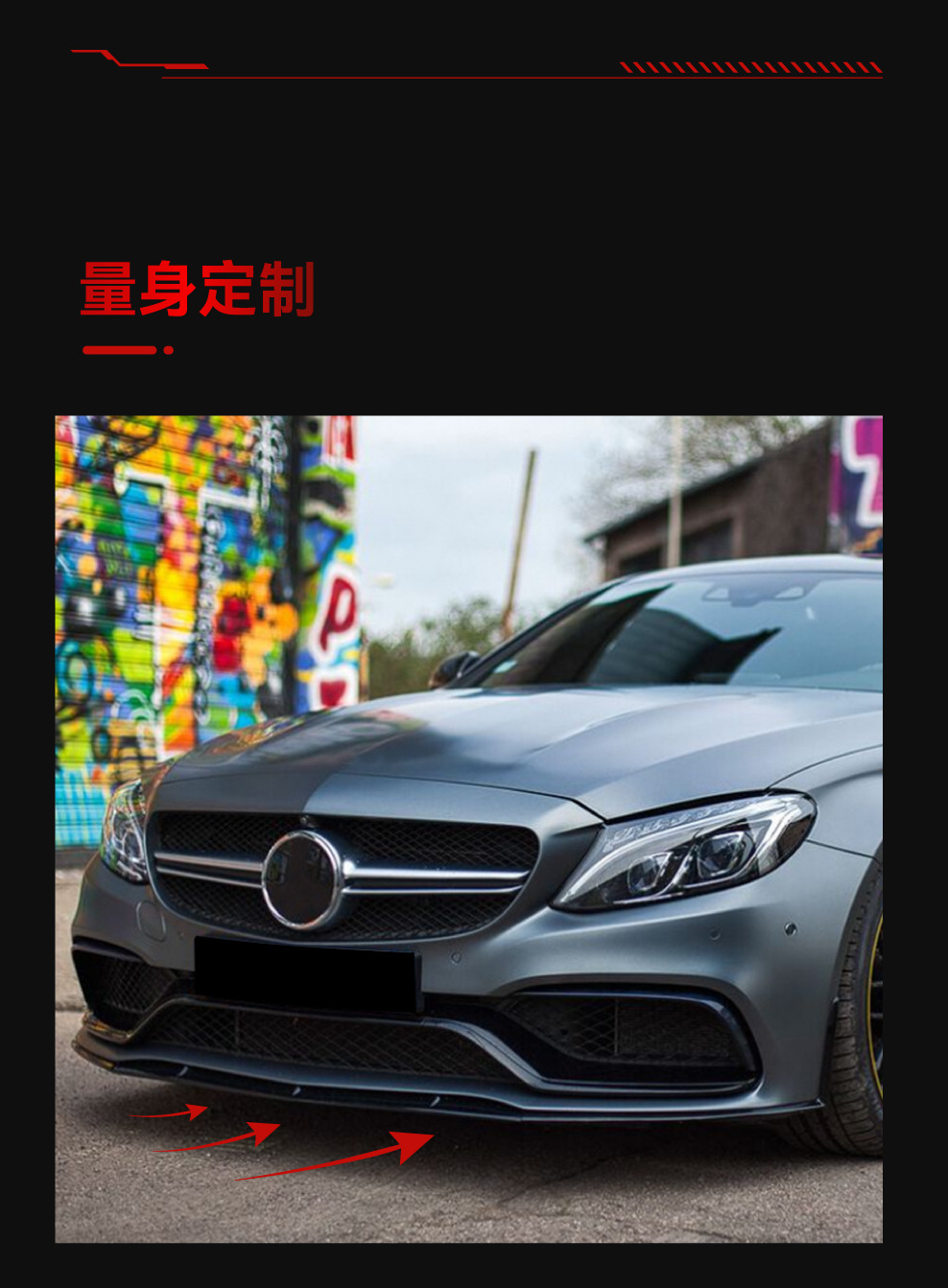 Suitable for 2015-2022 Mercedes-Benz C-Class C205 C63 Coupe Amg Dedicated Front Lip Spoiler Exterior Modification