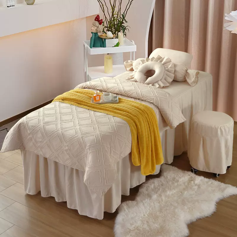 娇奢美容床罩四件套泡泡纱四季款皮肤管理美容院专用床套轻奢简约