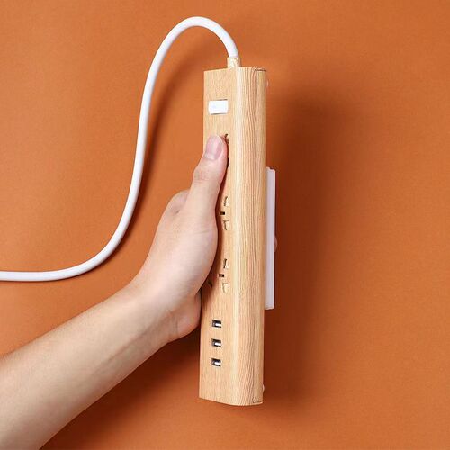 Punching-free fixer row plug-in wall-mounted router plug-in strip storage wall sticker student dormitory plug-in strip fixing