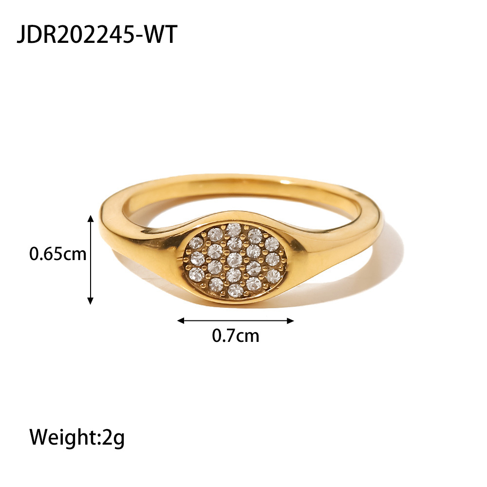 Fashion Oval Stainless Steel Inlay Artificial Diamond Rings 1 Piece