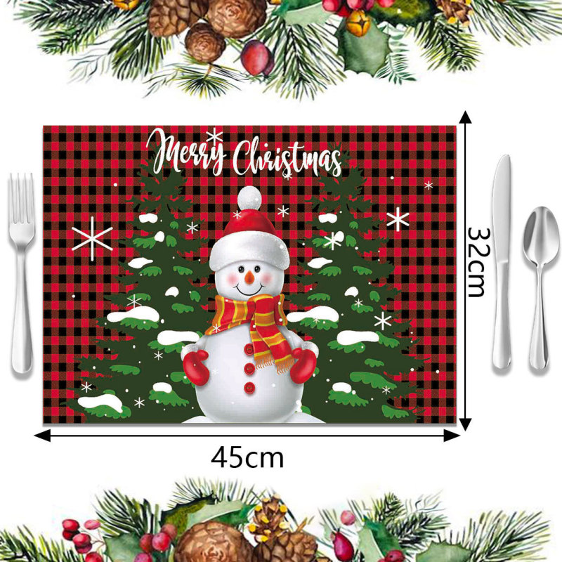 売れ筋のクロスボーダークリスマスデコレーションプレースマット、新しいホリデー食器断熱マット、リネン防汚洋食プレースマット|undefined