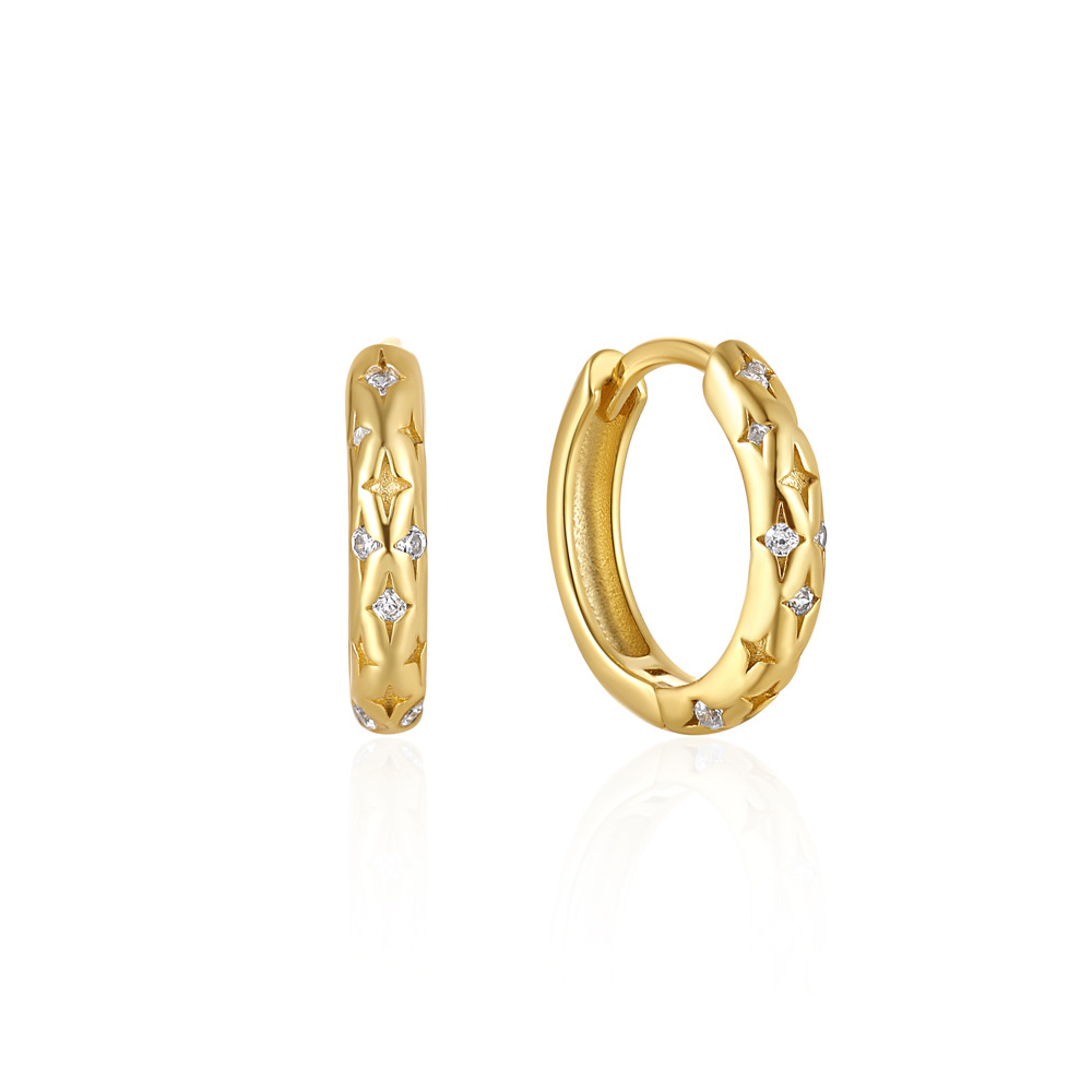 Simple Style Solid Color Sterling Silver Inlay Zircon Earrings 1 Pair