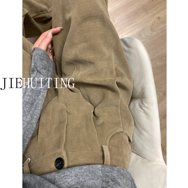 Tall Women's Extra-Long Fleece-Lined Chenille Wide-Leg Pants for Autumn and Winter, Loose High-Waisted Drape Straight Corduroy Trousers Tall Women's Extra-Long Fleece-Lined Chenille Wide-Leg Pants for Autumn and Winter, Loose High-Waisted Drape Straight Corduroy Trousers