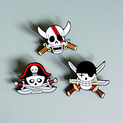 日系動漫海賊王卡通胸針跨境外貿海賊王骷髏頭徽章個性創意配飾