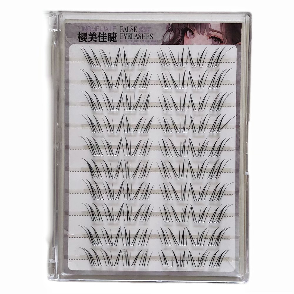 Anling Rong Shang pestañas, pestañas falsas sin pegamento, pestañas falsas sin desprendimiento largas y cortas escalonadas, cola de ojos ligeramente alargada, pestañas falsas de cara pura.