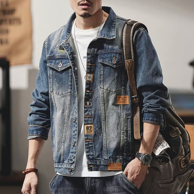 Versatile Denim Jacket For Men's Spring And Autumn Cardigans, Lapel Jacket, Popular Cardigan Top For Teenagers_voghion.com