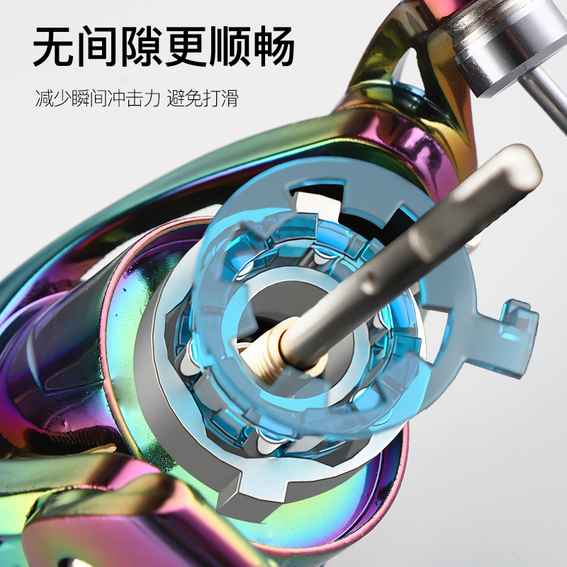 Oro tiburón rey pesca rueda colorido metal galvanoplastia pintura aviación aleación de aluminio todo-metal alambre taza no-hueco rueda giratoria