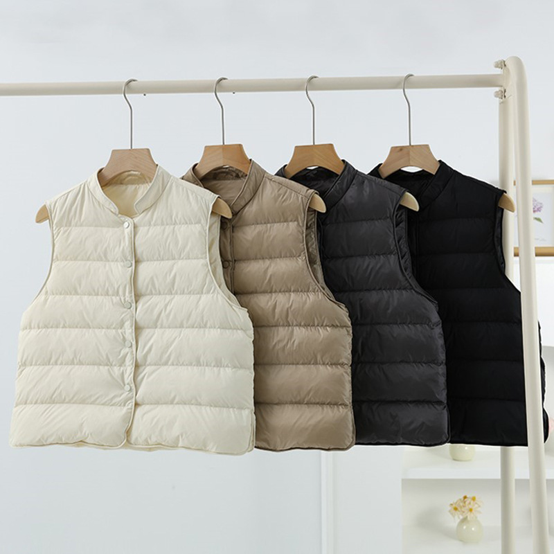 Real down Vest, Lightweight White Duck Down, Women's Autumn and Winter Stand-Up Collar, Versatile, Fashionable and Warm Vest