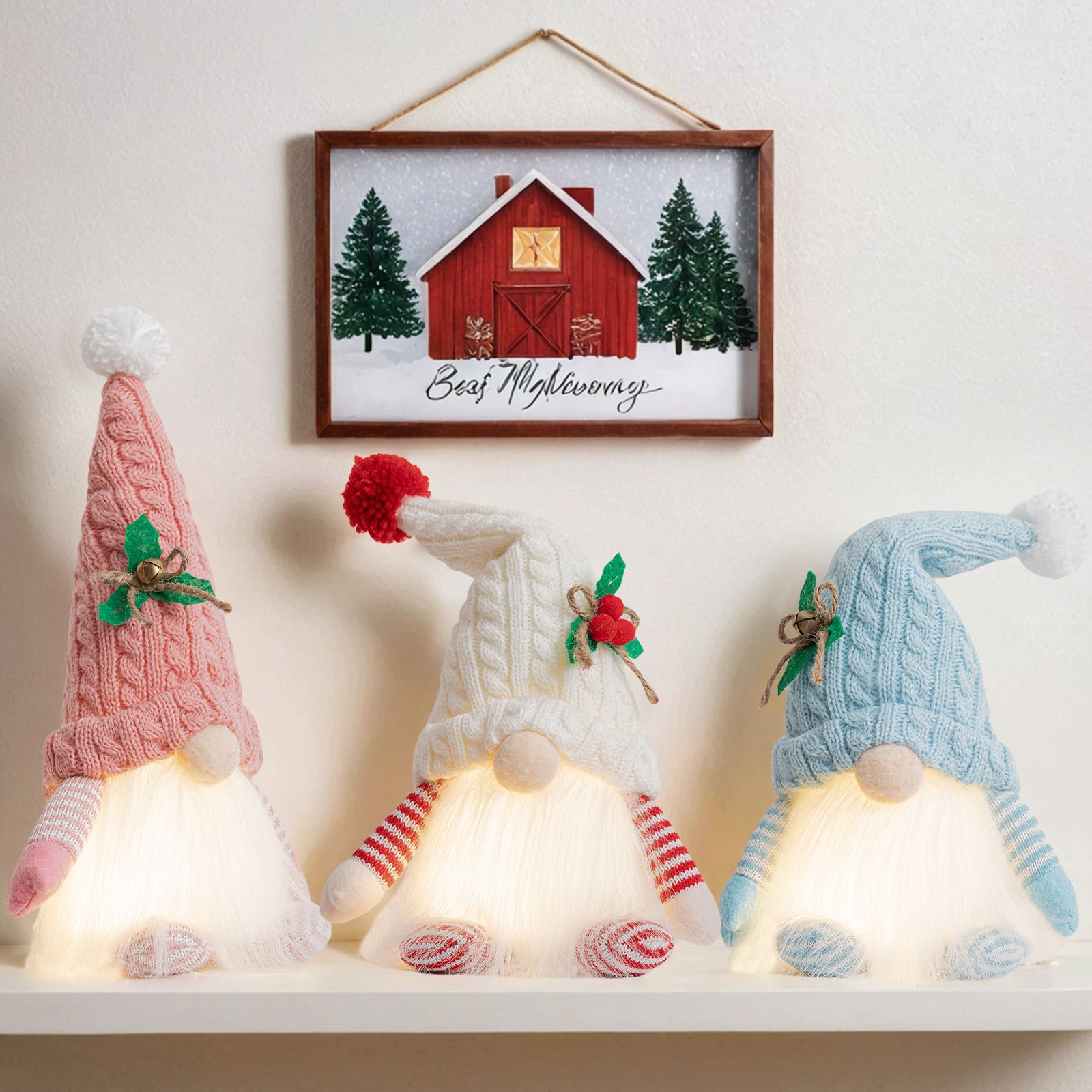 Navidad nueva decoración de alta calidad con lámpara sombrero de punto muñeca luminosa Rudolph muñeca creativa regalos
