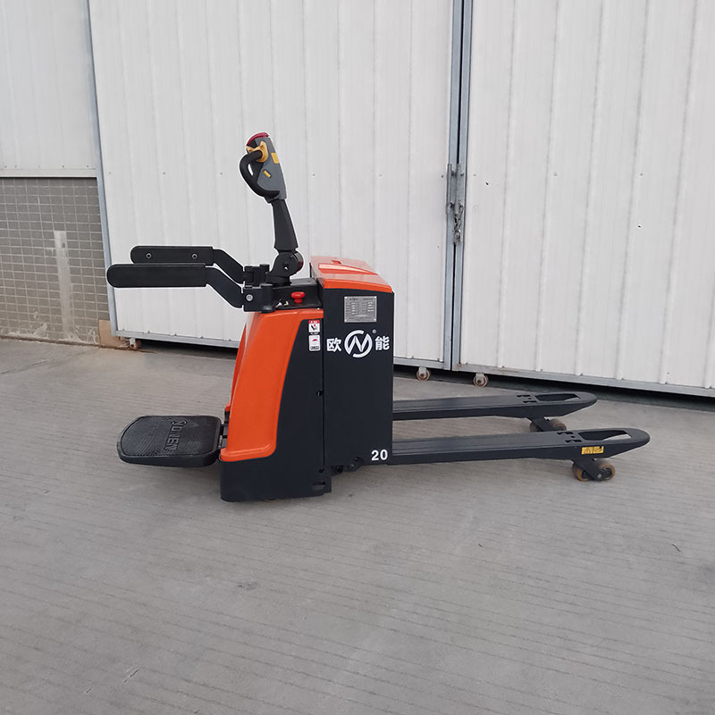 欧能3吨站驾电动搬运车手柄操控叉车带踏板式手推车智能操控