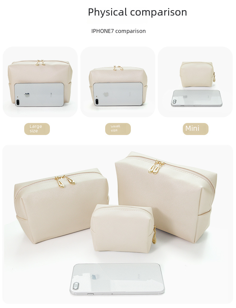 Cross-border Dopamine PU Leather Makeup Storage Octagonal Small Square Bag Simple Solid Color Gift Cosmetic Bag