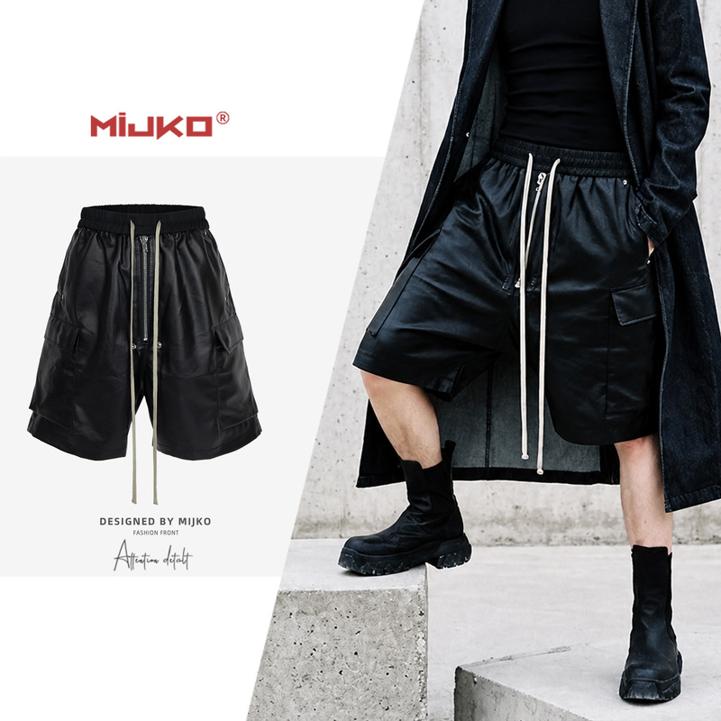 MIJKO Men's Wear Women's Spring and Summer New Casual Pants Unisex Zipper Long Drawstring Matte Top Coated Tooling Shorts MIJKO Men's Wear Women's Spring and Summer New Casual Pants Unisex Zipper Long Drawstring Matte Top Coated Tooling Shorts