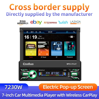 7inch Hd Electric Retractable Touch Screen Universal Device Type-C Fast Charging Apple Carplay Connection 7230W (Car mp5)