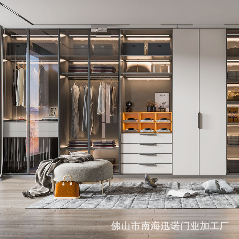爱格板柜门衣柜整体卧室轻奢现代衣柜走入式衣帽间全屋家具
