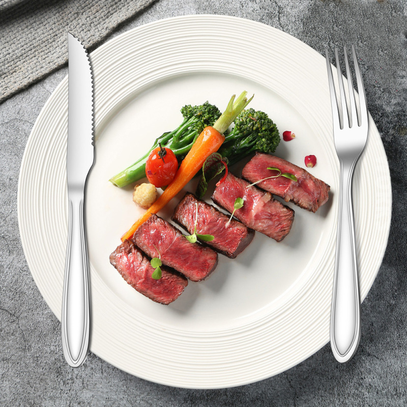 クロスボーダー Amazon ステンレス鋼ロングハンドルナイフ、フォーク、スプーン食器セット厚みのあるスプーン洋食ステーキナイフパスタフォーク|undefined