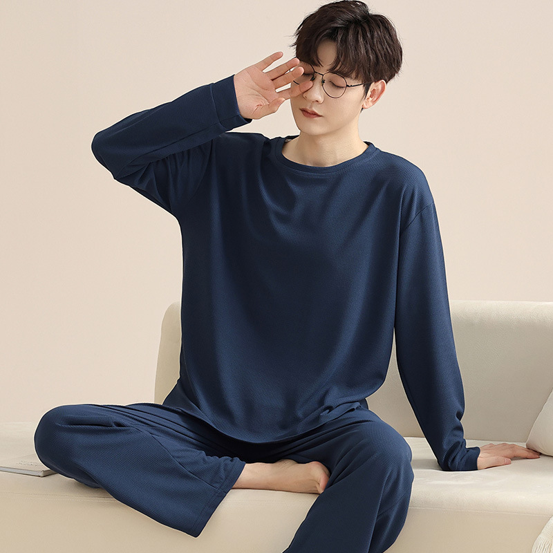 Pajamas Men's Spring and Autumn Long Sleeve Trousers Simple Home Wear Thin Cotton Men's plus size Autumn and Winter Casual suit Pajamas Men's Spring and Autumn Long Sleeve Trousers Simple Home Wear Thin Cotton Men's plus size Autumn and Winter Casual suit