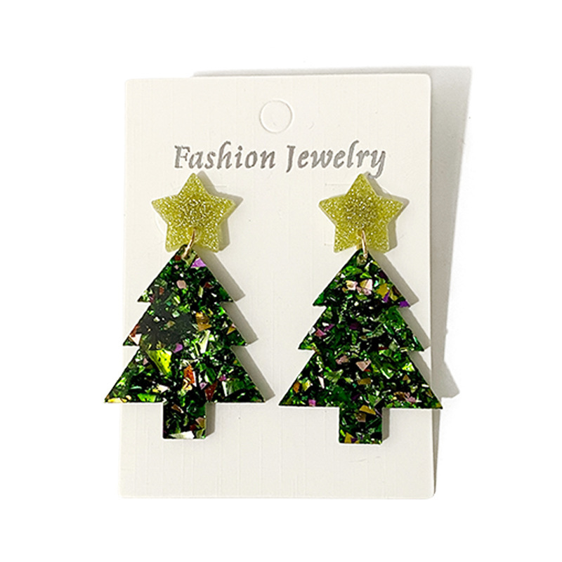 国境を越えたクリスマスツリーのイヤリングが輝いているアクリルがファッション的なイヤリングをつなぎ合わせて欧米の祝日insが流行しているアクセサリーの新製品|undefined