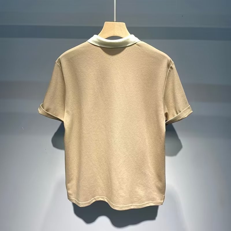 Verano 2024 nuevo estilo de contraste de color de solapa versión de la camiseta coreana tendencia nuevo estilo simple camisa Polo de hombre camisa de media manga