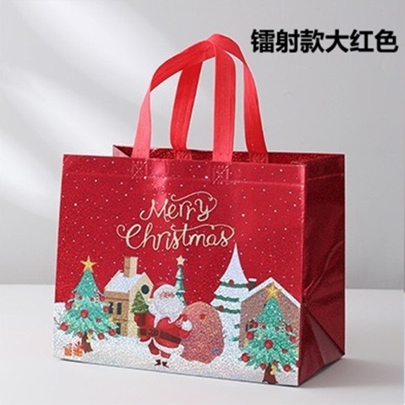 Linhai spot bolsa de regalo de Navidad láser de Santa Claus bolsa no tejida bolsa de película de Navidad bolsa de regalo de fiesta