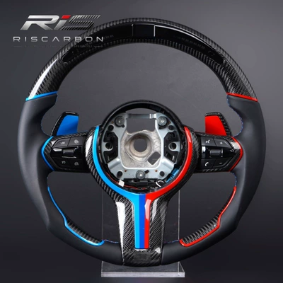Carbon fiber red and Steering wheel - m5-bare-disk