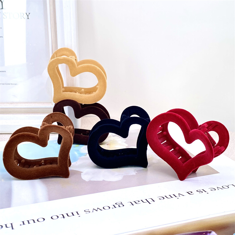 Cross-border otoño e invierno flocado horquilla grande negra pinza clip de tiburón simple de alta calidad tocado para el cabello de los niños accesorios para el cabello