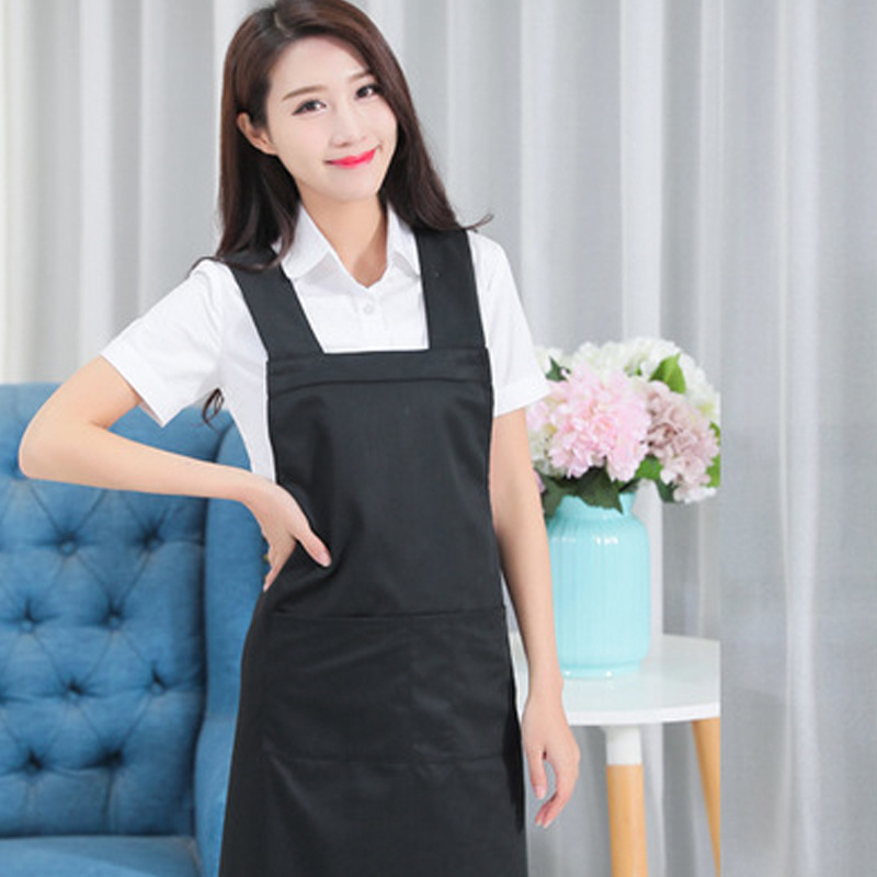 Delantal de publicidad correa cruzada algodón catering delantal camarero chef ropa de trabajo hogar cocina delantal al por mayor