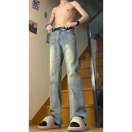 Men's Jeans 2025 Spring and Autumn Straight Leg Micro-Rocker Stylish American Streetwear Brand Rebel Pants