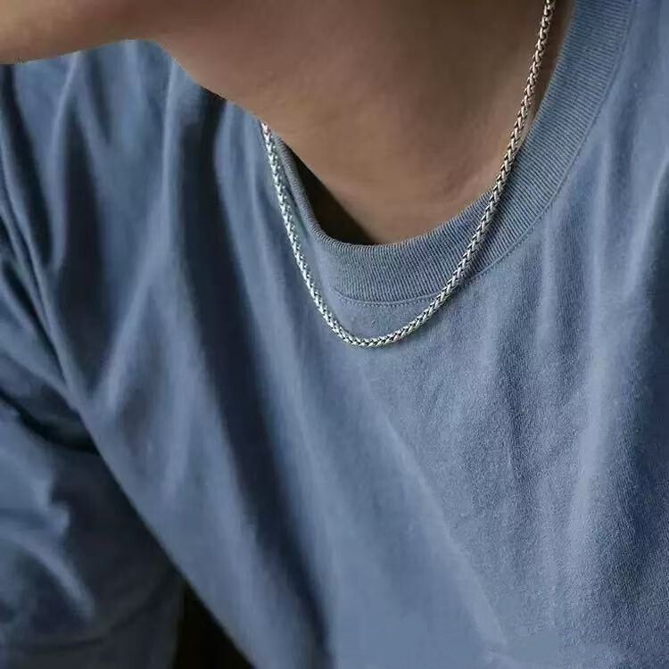 New European and American Trendy Cuban Chain Men's Stainless Steel Necklace and Bracelet for Boyfriend Gift with Gift Box New European and American Trendy Cuban Chain Men's Stainless Steel Necklace and Bracelet for Boyfriend Gift with Gift Box