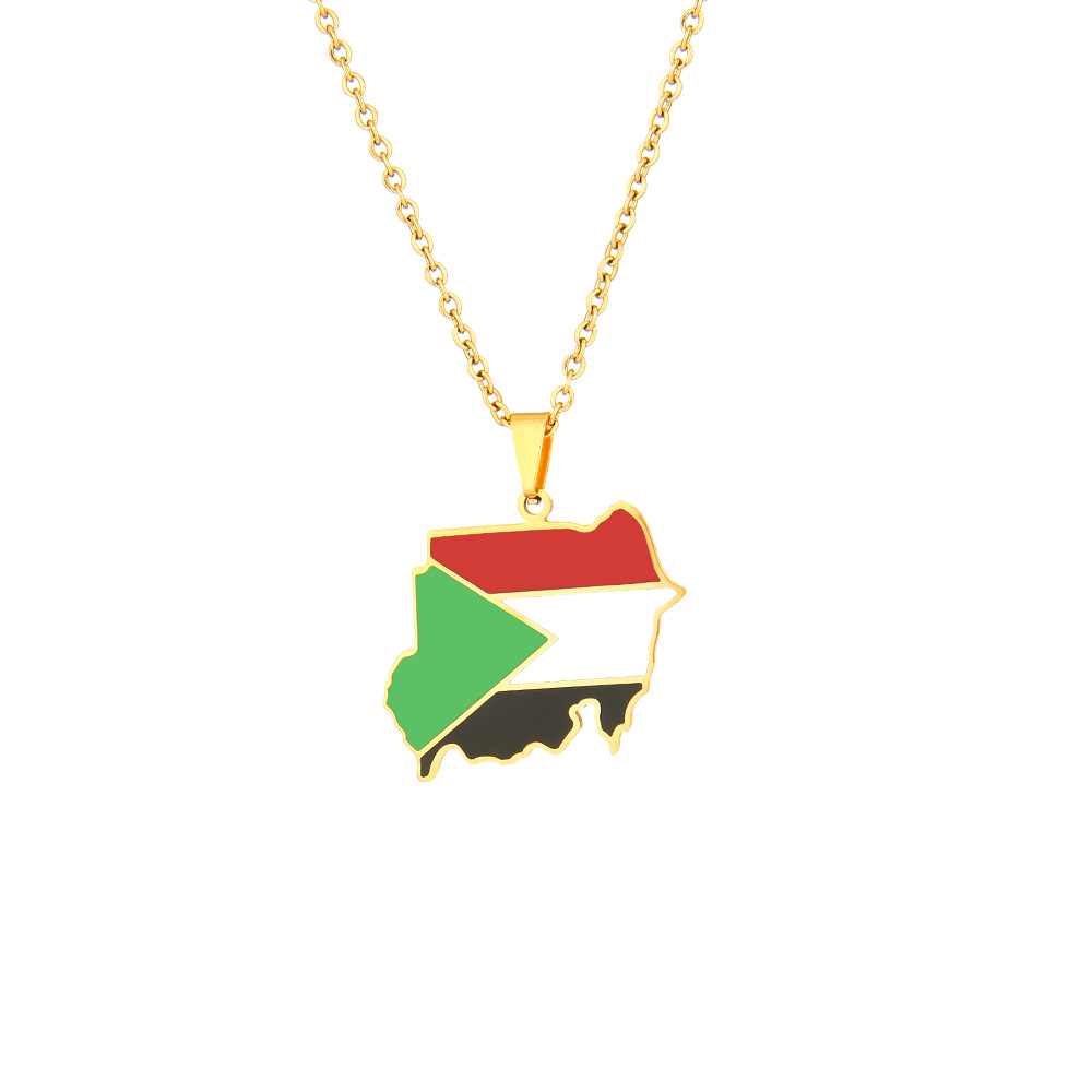 Halsketten Edelstahl Sudan Republik Karte Halskette Paare Titan Stahl Halskette trendige Accessoires_voghion.com